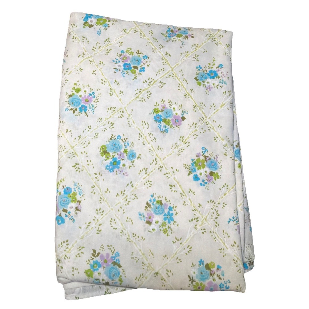 Vintage Cannon Monticello Full Bedding Flat Sheet ONLY Floral Cottagecore